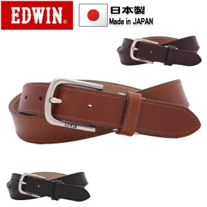 ベルト 日本製 ブランド EDWIN エドウィン カジュアル ジーンズ ウエスタン 細目 30mm シングルステッチ 牛革 レザー ベルト メンズ レデ