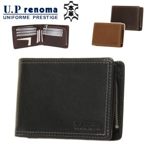 サイフ カードホルダー U.Prenoma U.P レノマ No:61R655 牛革 二つ折り ２層式 札入れ チャック式 小銭入れ レザー 財布 化粧箱入り 就職