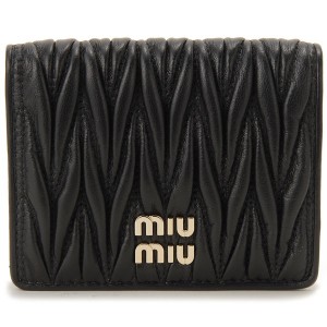 ミュウミュウ 二つ折り財布 レディース ブラック 5MV204 2FPP F0002 BIFOLD WALLET NERO MIU MIU 【並行輸入品】