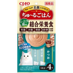 CIAO ちゅ〜るごはん シニア用 かつお 14g×4本 いなばペットフード【あす着】