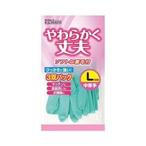 天然ゴム手袋 中厚手 3双組 Lサイズ DUNLOP