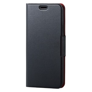 ELECOM PM-A18BPLFUBK iPhone XS ソフトレザーカバー 薄型 磁石付 ブラック