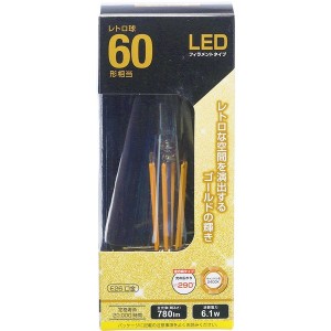 LDF6L C6/GST64 オーム電機 [LEDフィラメント電球(E26口金・60形相当・レトロ球・キャンドル色)]