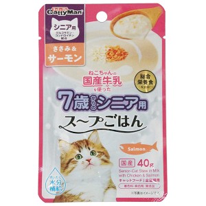 猫ちゃんの国産牛乳を使ったスープごはん ささみ&サーモン シニア用 40g ドギーマン【あす着】