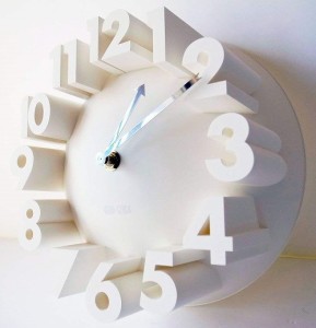 3Ｄ 立体 掛け時計 モダン デザイン ウォールクロック 壁 (22cm 白)