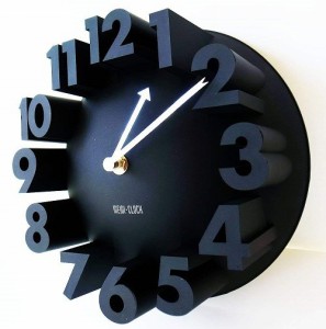 3Ｄ 立体 掛け時計 モダン デザイン ウォールクロック 壁 (22cm 黒)