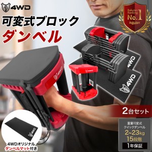 可変式ダンベル 20kg 2個セット 4WD ブロックダンベル 可変式 ダンベル 20Kg ダンベル 可変式 アジャスタブルダンベル 可変ダンベル 筋ト