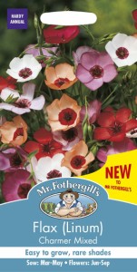 【種子】Mr.Fothergills Seeds Flax(Linum) Charmer Mixed フラックス(リナム) チャーマー・ミックス ミスター・フォザーギルズシード