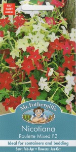 【種子】Mr.Fothergills Seeds Nicotiana Roulette Mixed F2ニコチアナ ルーレット ミックス F2 ミスター フォザーギルズシード