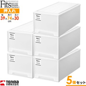 収納ケース Fits フィッツケース モノ 幅39×奥行74×高さ30cm ホワイト 5個セット ディｰプ ｜ プラスチック 引き出し 収納ボックス 衣