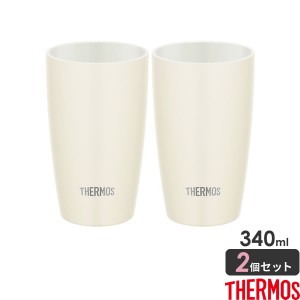 サーモス 真空断熱タンブラー 陶器調 340ml ホワイト(WH) ×同色2個セット JDM-340 ｜ THERMOS ペア