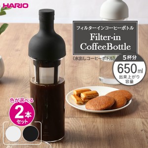 HARIO ハリオ フィルターイン コーヒーボトル 650ml カラーが選べる2本セット ｜ 水出し コーヒー ストレーナーつき 耐熱 ガラス ピッチ