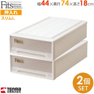 収納ケース Fits フィッツケース 幅44×奥行74×高さ18cm カプチーノ 2個セット スリムL ｜ 衣類ケース 薄い 隙間