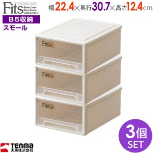 収納ケース Fits フィッツケース 幅22.4×奥行30.7×高さ12.4cm カプチーノ 3個セット スモｰル ｜ プラスチック 引き出し 収納ボックス 