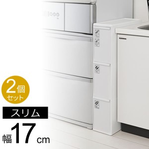 ゴミ箱 分別引き出しステーション スリム 3段 ホワイト 2個セット BS-3 ｜ ごみばこ ダストボックス 分別 スリム