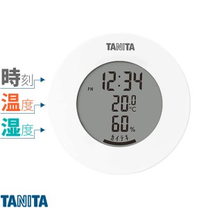 タニタ デジタル 温湿度計 ホワイト TT-585 ｜ おしゃれ 温度計 湿度計 マグネット 付く 置き 時計 コンパクト