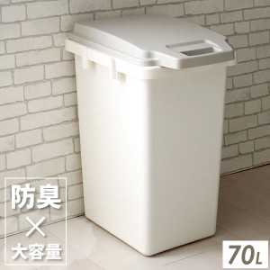 ゴミ箱 ワンハンドパッキンペール 70L ベージュ ｜ 大容量 分別 ごみ箱 オムツ 防臭 臭い 防止 屋外 室内 ダストボックス 匂い 漏れにく