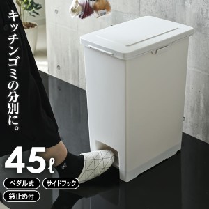 ゴミ箱 エバン ペダルペール 45L ホワイト ｜ キッチン ごみ箱 白 ペダル式 おしゃれ 45リットル 台所 ペール ダストボックス 足踏み フ