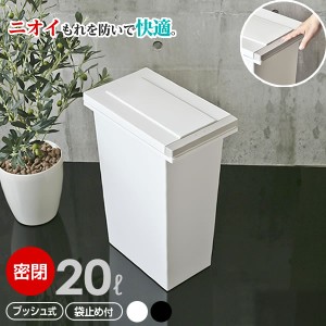 ゴミ箱 キッチン エバンMP 密閉 プッシュペール 20L ホワイト/ブラック ｜ ごみ箱 白 20リットル パッキン付き 臭わない 生ごみ 生ゴミ 