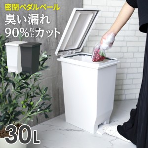 ゴミ箱 エバン 密閉ペダルペール 30L ホワイト / ブラック ｜ ダストボックス ペダル 防臭 ごみ箱 30リットル 臭わない 分別 おしゃれ シ