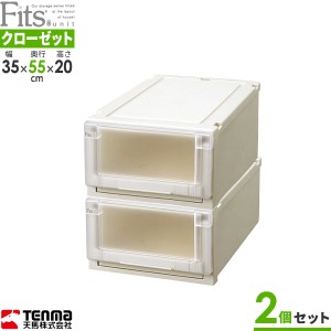 収納ケース Fits フィッツユニットケース 幅35×奥行55×高さ20cm カプチーノ 2個セット 3520 ｜ プラスチック 引き出し 収納ボックス 衣