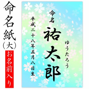 デザイン命名紙 （桜 ブルー）【命名書台紙（大）専用】 赤ちゃん 命名書 命名紙 かわいい 