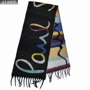 ポールスミス マフラー Paul Smith ポール・スミス MEN SCARF LOGO STRIPE 2022FW BLACK