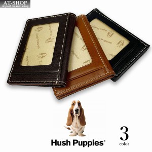 メンズ レディース パスケース 2022年新作 Hush Puppies ハッシュパピー レザー バイカラー 定期入れ カードケース 全3色