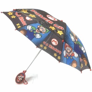 子ども傘 傘 キッズ 子供用 40cm スーパーマリオ マリオ ルイージ ブラック/ブルー カサ