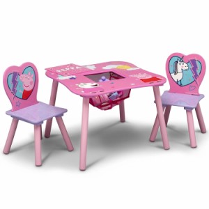 デルタ ディズニージュニア ペッパピッグ テーブル＆チェア 収納付き 子供家具 学習机 椅子 3点セット Delta