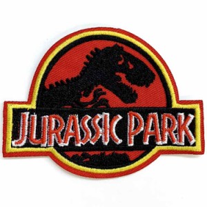 送料無料/ ワッペン 恐竜 ジュラシックパーク ロゴ 刺繍 アイロン キャラクター 映画 JURASSIC ワッペン 恐竜 アップリケ 大きい