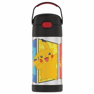 サーモス ステンレス ストロー 水筒 サーモス ステンレス水筒 ポケットモンスター ピカチュー ブラック ストロー 350ml THERMOS 子供 キ