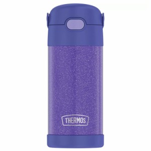 サーモス ステンレス ストロー 水筒 サーモス ステンレス水筒 グリッター パープル ストロー 350ml THERMOS 子供 無地