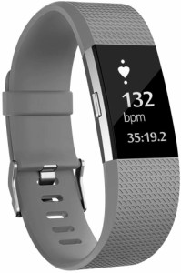 Fitbit Charge 2 (フィットビット) 交換 バンド 腕時計 ベルト サイズ調整可能 男女兼用 グレー Lサイズ