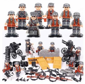 MOC LEGO レゴ ブロック 互換 WW2 第二次世界大戦 ドイツ軍 ナチス 指揮官 兵士 ミニフィグ 8体セット 大量武器・装備・兵器付き