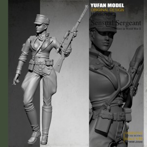 1/35 WW2 ナチス ドイツ軍 セクシー 女性狙撃兵士 スナイパー 未塗装 レジン製 組み立て キット フィギュア ガレージキット