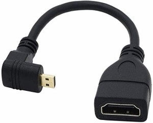 ハイスピードHDMI(メス)to Micro HDMI(オス) タイプD to タイプA 90°アングル L型 マイクロHDMI変換ケーブル 金メッキコネクタ搭載