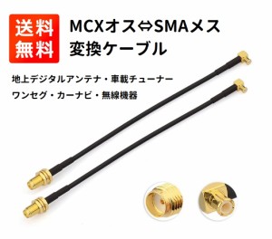 【2本入】 MCXオス⇔SMAメス 変換ケーブル RG174 15cm 地上デジタルアンテナ・車載チューナーやワンセグ・カーナビなどに対応 