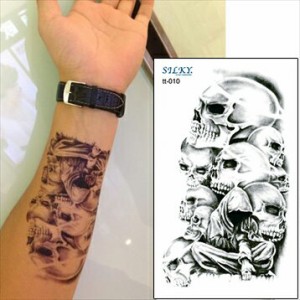 Q 貼るTATOO！【骸骨・ドクロ】防水防汗で長持ち！日本未発売デザイン タトゥーシール 大きい サイズ （メール便配送） 海 | タトゥシー