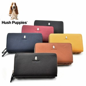 Hush Puppies ハッシュパピー ダブルファスナー ラウンドファスナー 長財布 全6色 Wファスナー 取っ手付き 牛革 HP1081 ハンドバッグ ポ