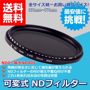 可変式 NDフィルター 減光フィルター ND2 〜 ND400 可変 37mm 〜 77mm レンズフィルター フィルター カメラ 一眼レフ 風景写真 減光 キズ