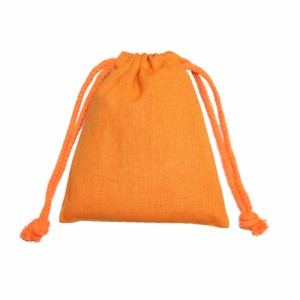 （KIPPOH：吉包）　綿袋　コットン　巾着袋　小物入れ　自然な風合い　10枚入り　ラッピング用品　ギフト用品　オレンジ　製品寸法（絞っ