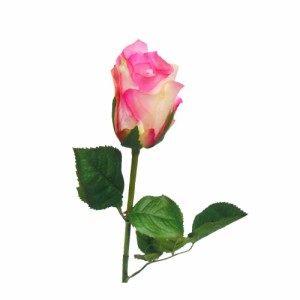 バラ　薔薇　造花　1輪　ピンクホワイト　002-012　花の大きさ：直径6cm　全体の長さ52cm