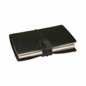 本皮手帳　ノート　持ち運びに便利なパスポートサイズ　本皮　ブラック　サイズ：14x10x3cm 
