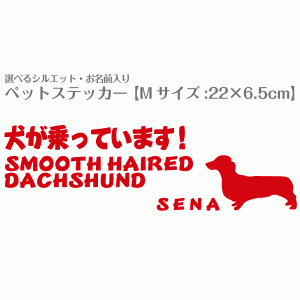 お名前入り犬猫ステッカー  No.23 Mサイズ(22×6.5cm) 柴犬 トイプードル チワワ ダックス など