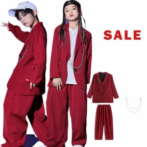 キッズ ダンス衣装 ヒップホップ スーツ キッズダンス ヒップホップ衣装 スーツ レッド キッズ 韓国子供服 練習着 HIPHOP JAZZ DS キッズ