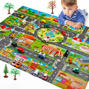 プレイマット 道路 街並み ジャンボプレイマット 子供 地図 知育玩具 男の子 女の子 ロード 知育 遊び 知育遊び 学べる 3歳 4歳 5歳 6歳 