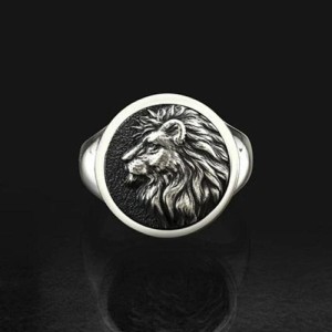 【在庫限り】 リング ライオン 刻印 メンズ 動物 指輪 リアルな鬣 百獣の王ライオン 獅子 アニマルデザイン 燻し風仕上げ 王者 リッチ 高