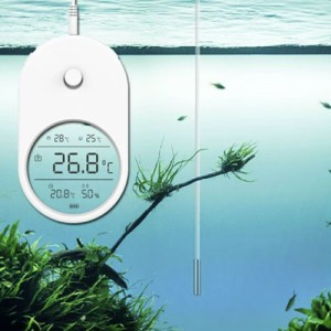 水槽 用 水温計 温度計 湿度計 デジタル 空気 アクアリウム 隔離 メダカ 稚魚 淡水 観察 繁殖 安心 安全 飼育 自由研究 かわいい 可愛い 