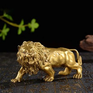 【在庫限り】風水 ゴールドライオン 置物 Lion 獅子 百獣の王 王者 ブロンズ キング サバンナ おしゃれ かっこいい 高級 ギフト インテリ